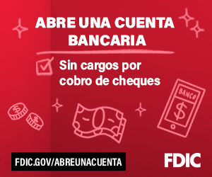 Abre una cuenta bancaria - Sin cargos por cobro de cheques fondo rojo